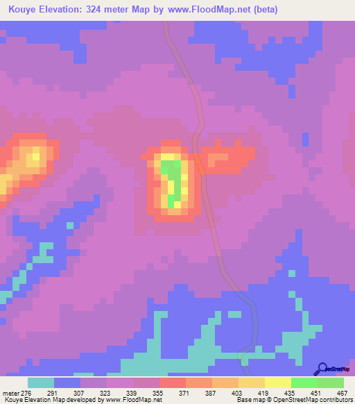 Kouye,Guinea Elevation Map