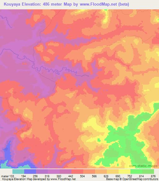 Kouyaya,Guinea Elevation Map