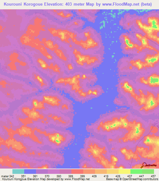 Kourouni Korogoue,Guinea Elevation Map