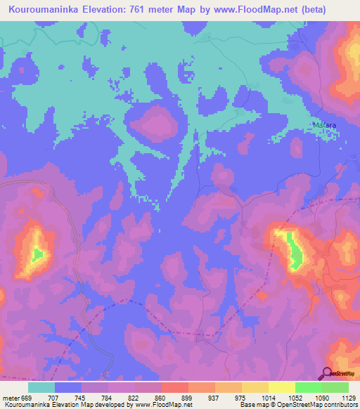 Kouroumaninka,Guinea Elevation Map