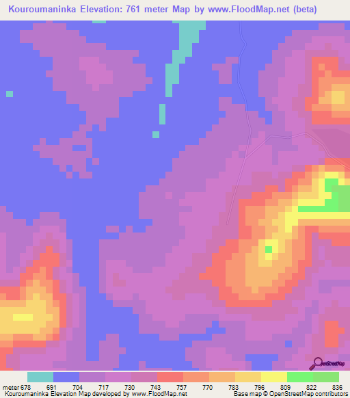 Kouroumaninka,Guinea Elevation Map