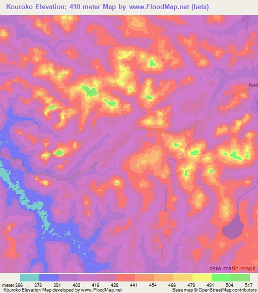 Kouroko,Guinea Elevation Map