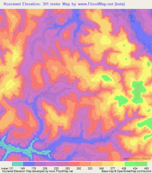 Kourawel,Guinea Elevation Map