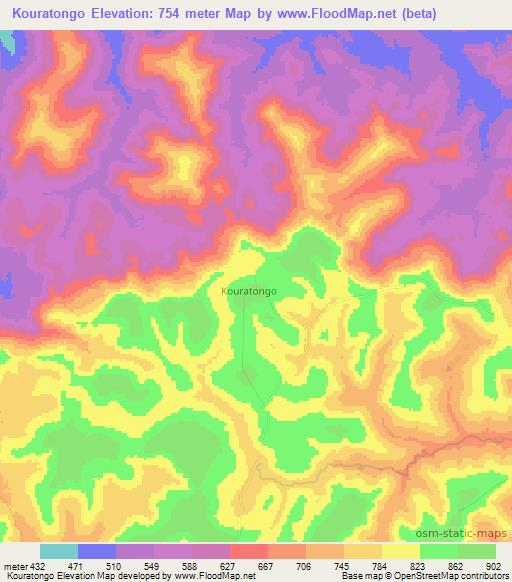 Kouratongo,Guinea Elevation Map