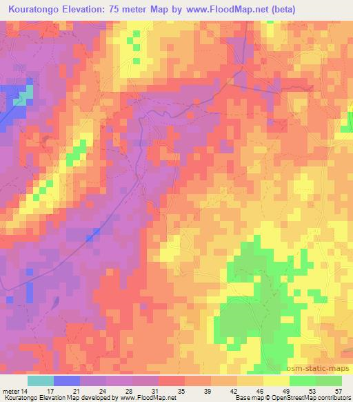 Kouratongo,Guinea Elevation Map