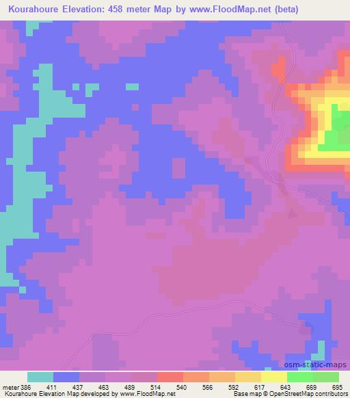 Kourahoure,Guinea Elevation Map