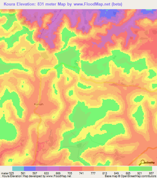 Elevation Of Koura,guinea Elevation Map, Topography, Contour