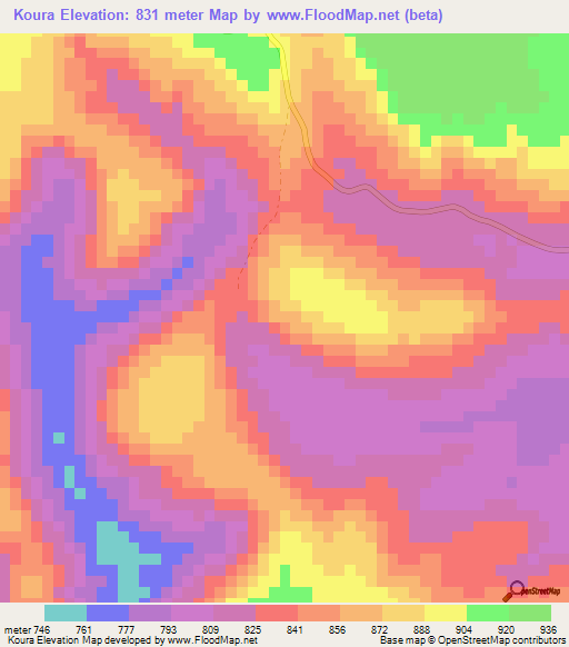 Koura,Guinea Elevation Map