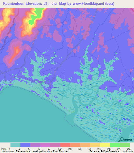 Kountouloun,Guinea Elevation Map