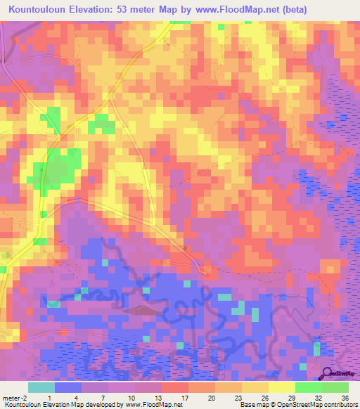 Kountouloun,Guinea Elevation Map