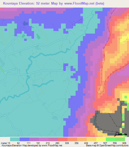 Kountaya,Guinea Elevation Map