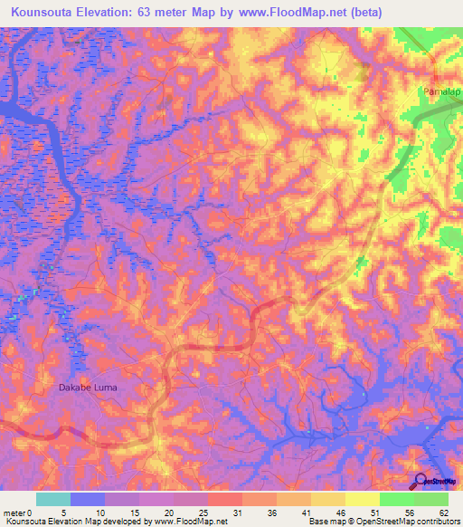 Kounsouta,Guinea Elevation Map