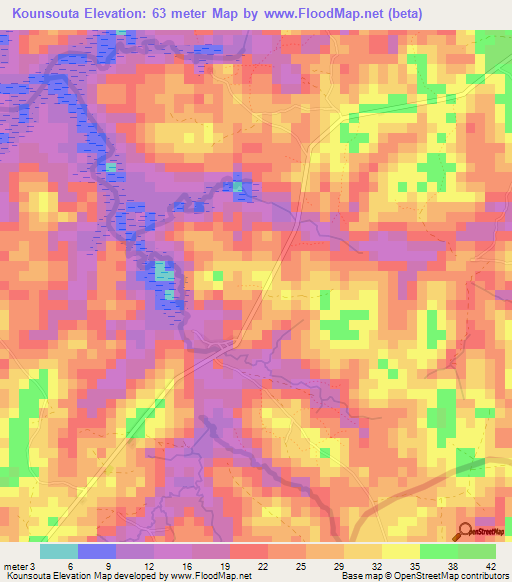 Kounsouta,Guinea Elevation Map