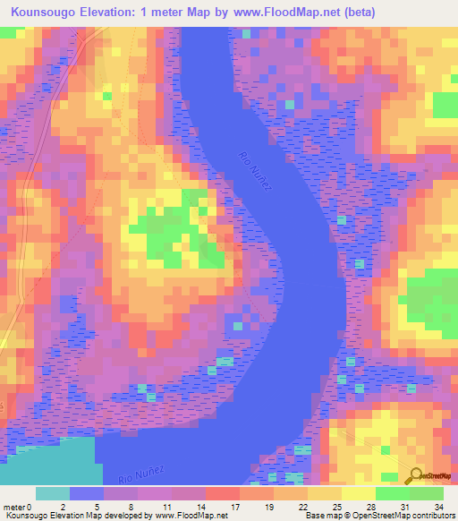 Kounsougo,Guinea Elevation Map