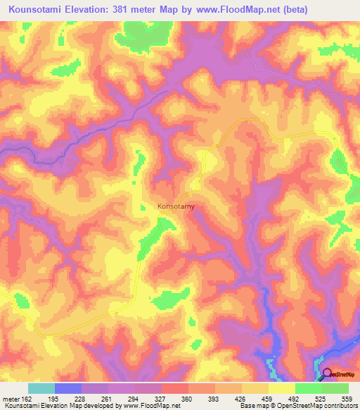 Kounsotami,Guinea Elevation Map