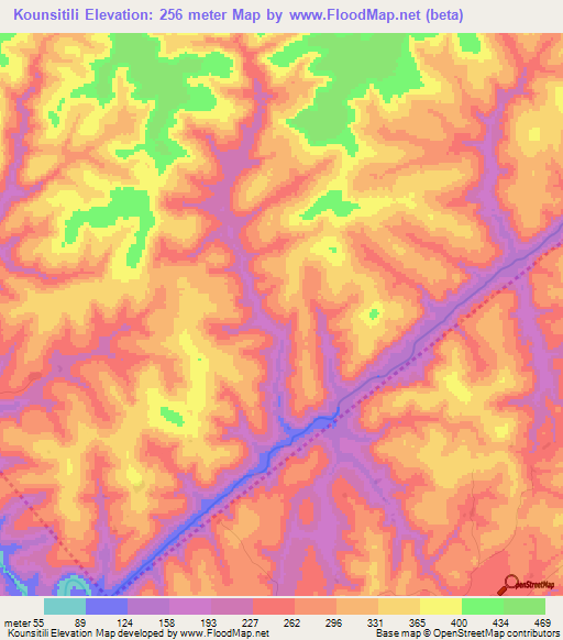 Kounsitili,Guinea Elevation Map