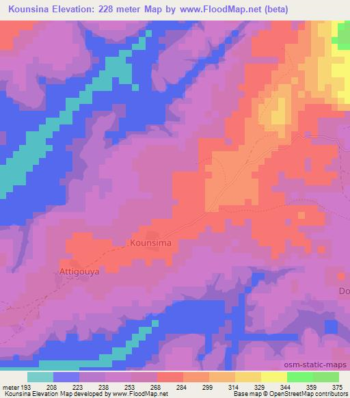 Kounsina,Guinea Elevation Map