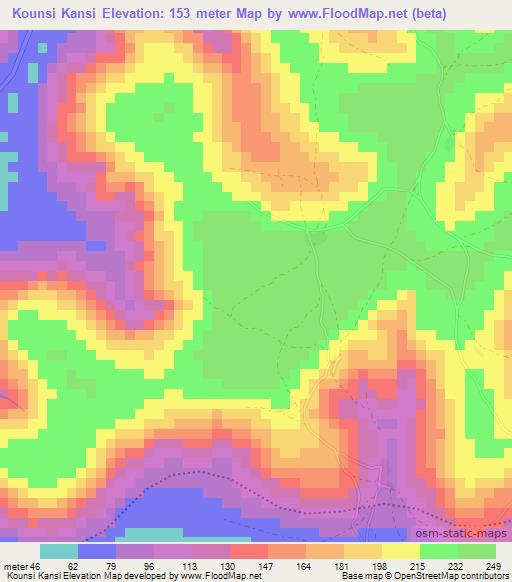 Kounsi Kansi,Guinea Elevation Map