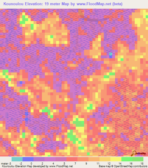 Kounoulou,Guinea Elevation Map