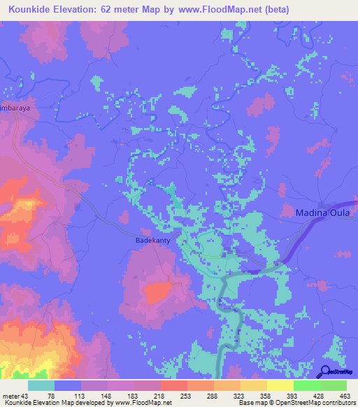 Kounkide,Guinea Elevation Map