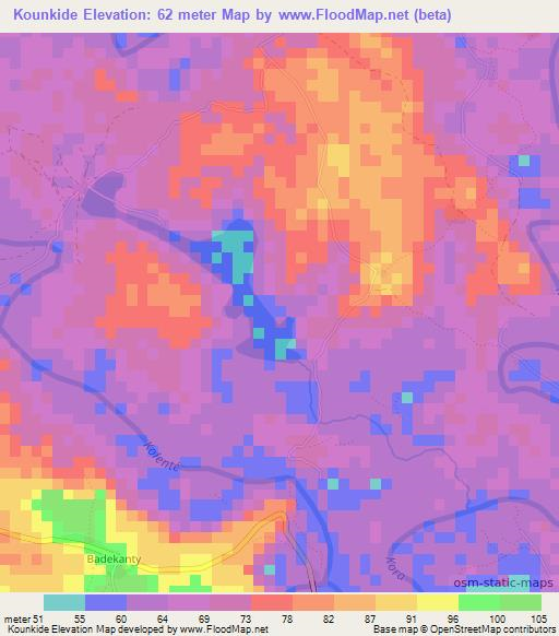 Kounkide,Guinea Elevation Map