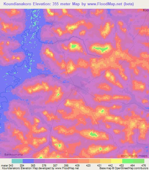 Koundianakoro,Guinea Elevation Map