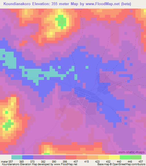 Koundianakoro,Guinea Elevation Map