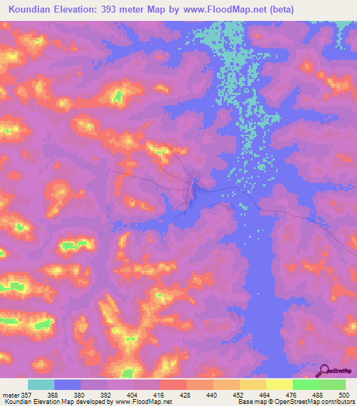 Koundian,Guinea Elevation Map