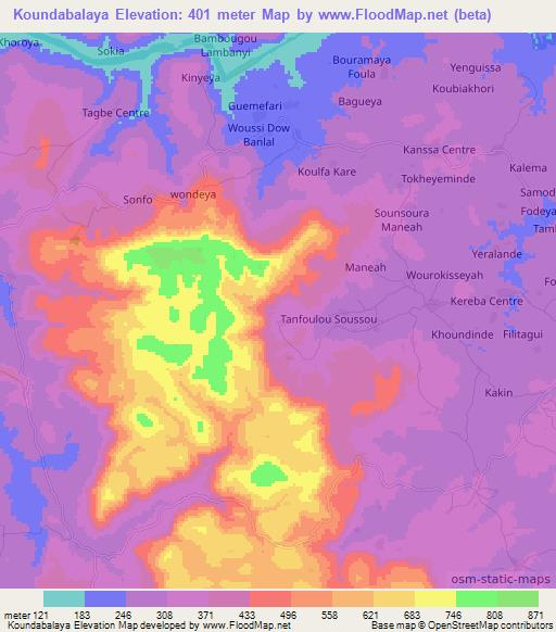 Koundabalaya,Guinea Elevation Map