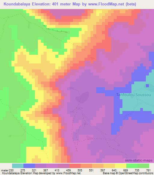 Koundabalaya,Guinea Elevation Map