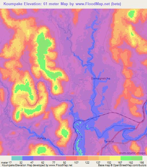 Koumpake,Guinea Elevation Map