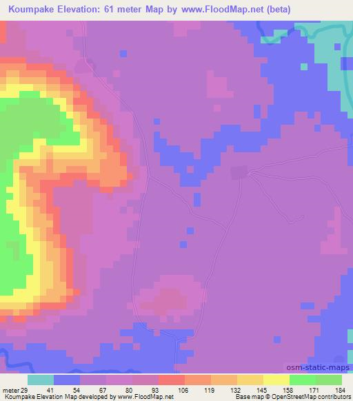 Koumpake,Guinea Elevation Map