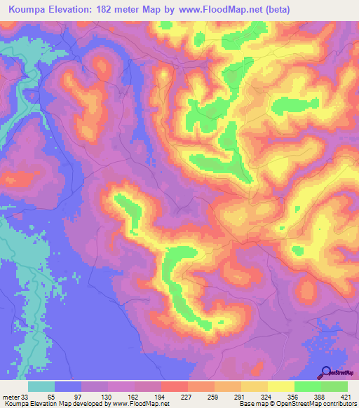 Koumpa,Guinea Elevation Map