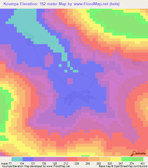 Koumpa,Guinea Elevation Map