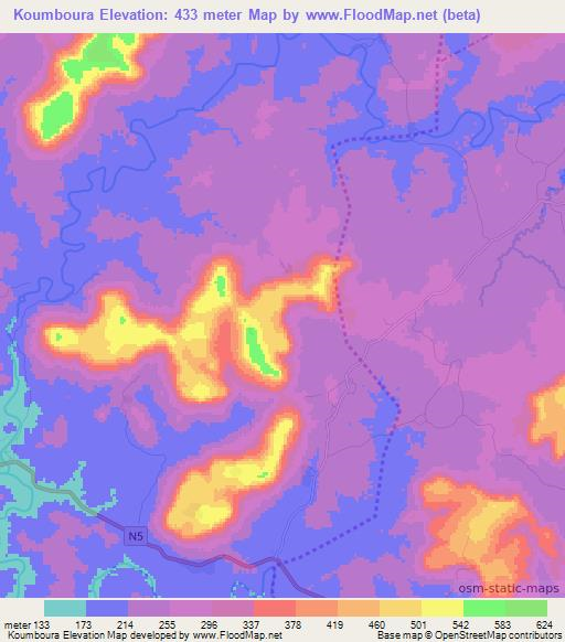 Koumboura,Guinea Elevation Map