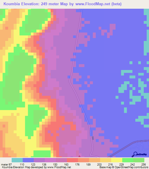 Koumbia,Guinea Elevation Map