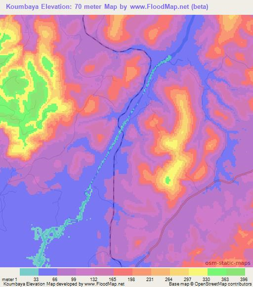 Koumbaya,Guinea Elevation Map