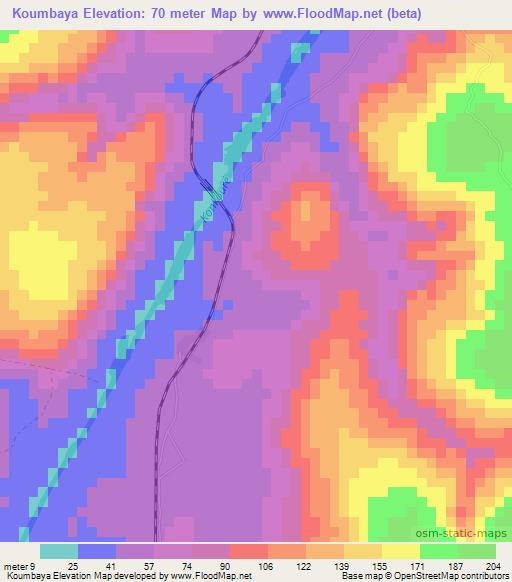 Koumbaya,Guinea Elevation Map