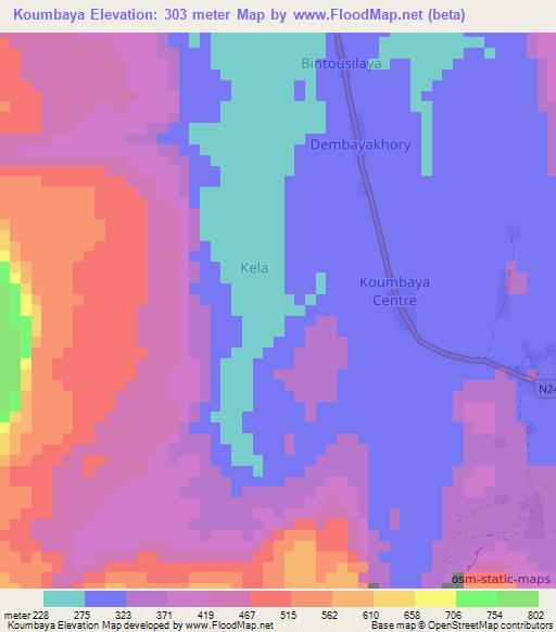 Koumbaya,Guinea Elevation Map