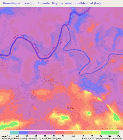 Koumbagni,Guinea Elevation Map