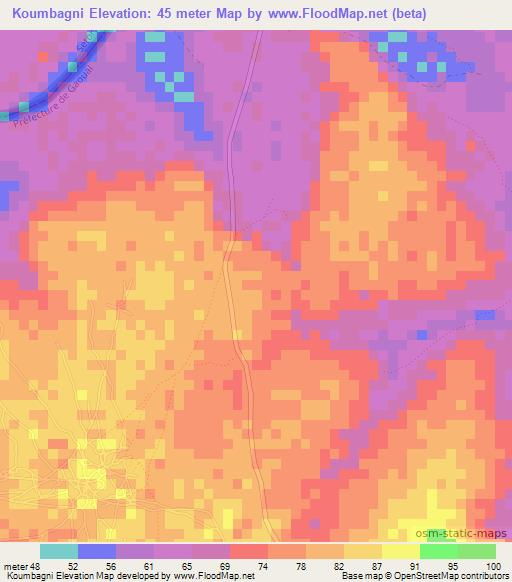 Koumbagni,Guinea Elevation Map