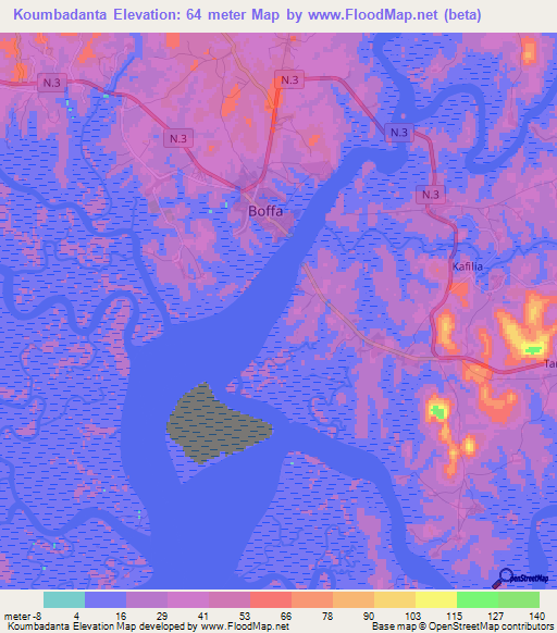 Koumbadanta,Guinea Elevation Map