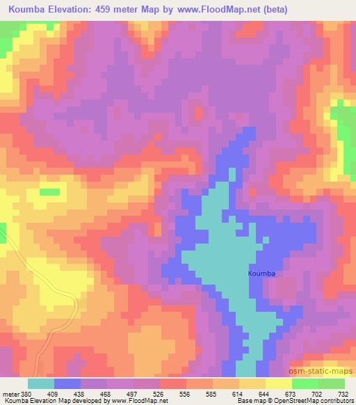 Koumba,Guinea Elevation Map