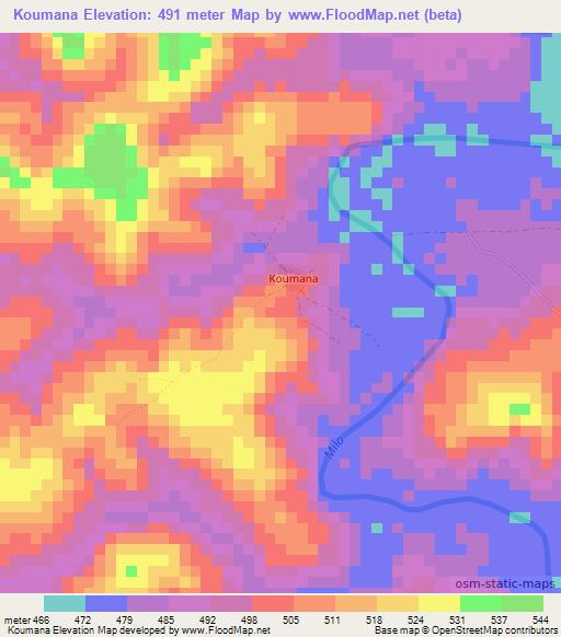 Koumana,Guinea Elevation Map