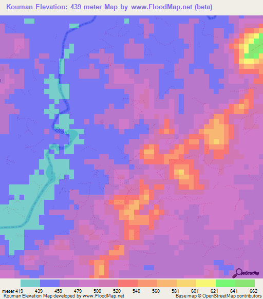 Kouman,Guinea Elevation Map