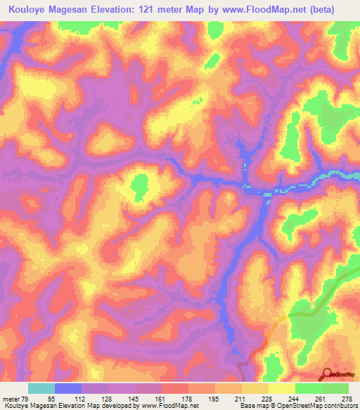 Kouloye Magesan,Guinea Elevation Map