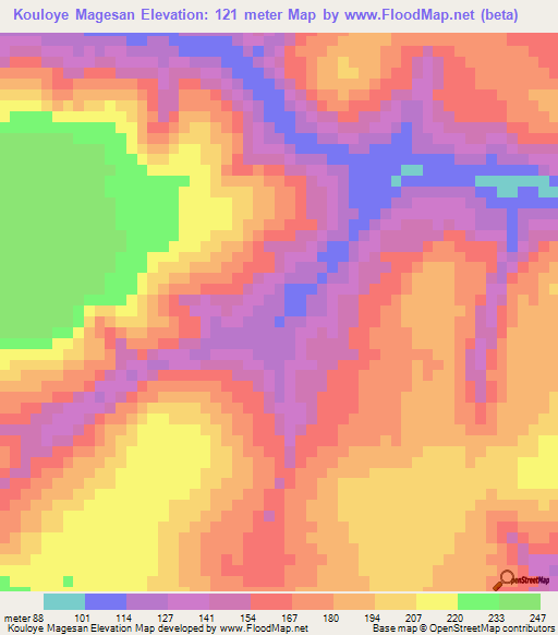 Kouloye Magesan,Guinea Elevation Map