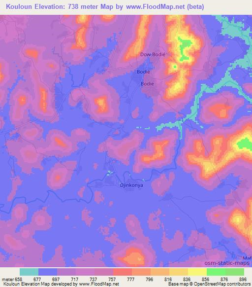 Kouloun,Guinea Elevation Map