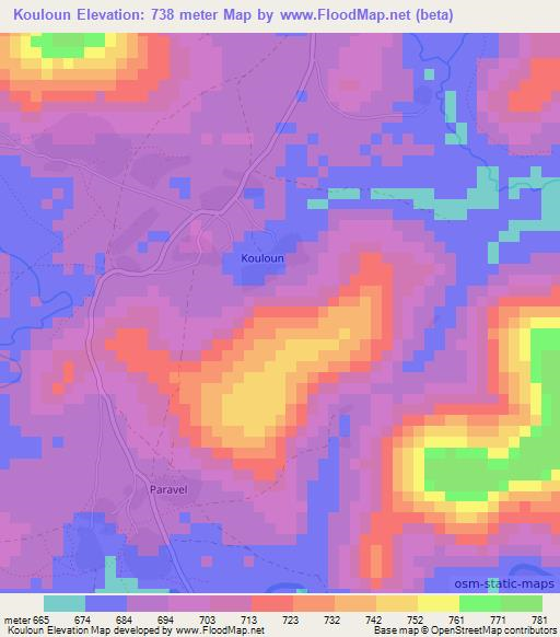 Kouloun,Guinea Elevation Map