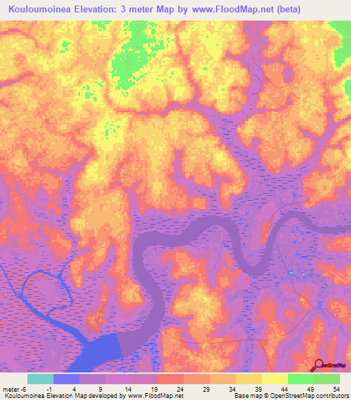 Kouloumoinea,Guinea Elevation Map